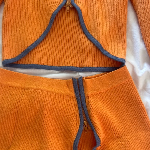 Orange and Gray Ribbed Two-Piece Set - Picture 4 of 7